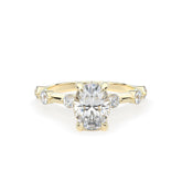 Oval Shaped Hidden Halo Engagement Ring with Diamond Band by Allure